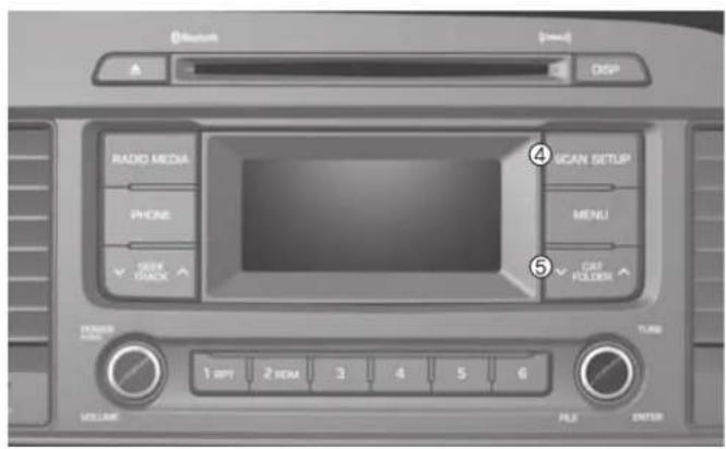 RADIO MEDIA PHONE SEEK TRACK SCAN SETUP MENU CAT FOLDER TUBE 1 BPY 2 ROM 3 4 5 6 VOLUME PUL ENTER