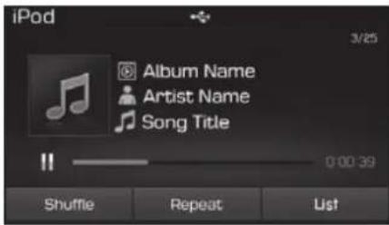 iPod 3/25 Album Name Artist Name Song Title 0:00 39 Shuffle Repeat List