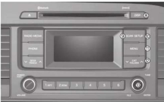0 launch (###) DISP 8 RADIO MEDIA PHONE SETRA TRACK 9 CAN SETUP MENU CAT FOLDER 10 11 12 POWER AVG TUNE 1 RPM 2 RPM 3 4 5 6 VOLUME FILE ENTER