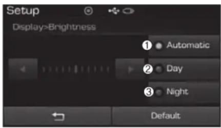 Setup Display>Brightness Automatic Day Night Default