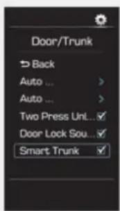 Door/Trunk Back Auto ... Auto ... Two Press Unl... Door Lock Sou... Smart Trunk