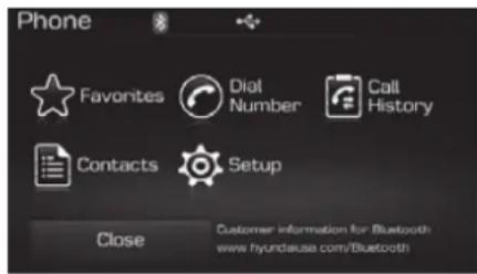 HYUNDAI Sonata (2015) - Écran du menu du téléphone Menus du téléphone - 1