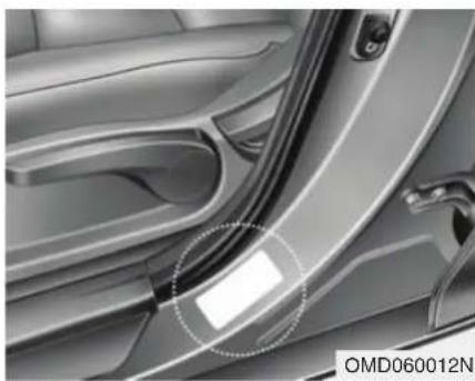 HYUNDAI Elantra (2013) - Pressions de gonflage recommandées à froid - 1