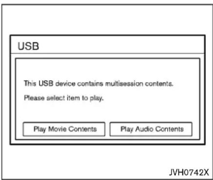 USB This USB device contains multisession contents. Please select item to play. Play Movie Contents Play Audio Contents JVH0742X