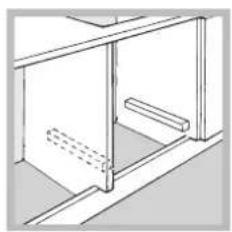 Pure technical line drawing of a cabinet or enclosure structure without any text, numbers, or symbols