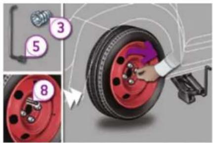 PEUGEOT 3008 (2016) - Fixation de la roue de secours de type "galette" - 1