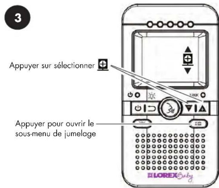 3 Appuyer sur sélectionner Appuyer pour ouvrir le sous-menu de jumelage