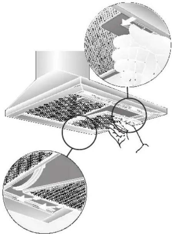NEFF D8602N0 - Removing and inserting the metal grease filters: - 1