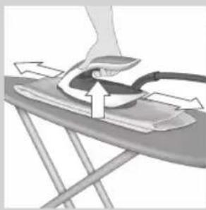 Illustration of a person using an iron on an air conditioner (no text or symbols)