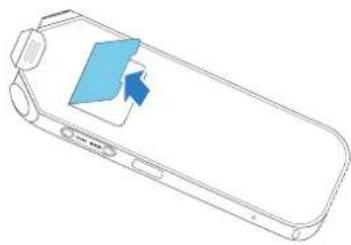 Line drawing of a smartphone with a blue arrow pointing to the screen (no text or symbols)