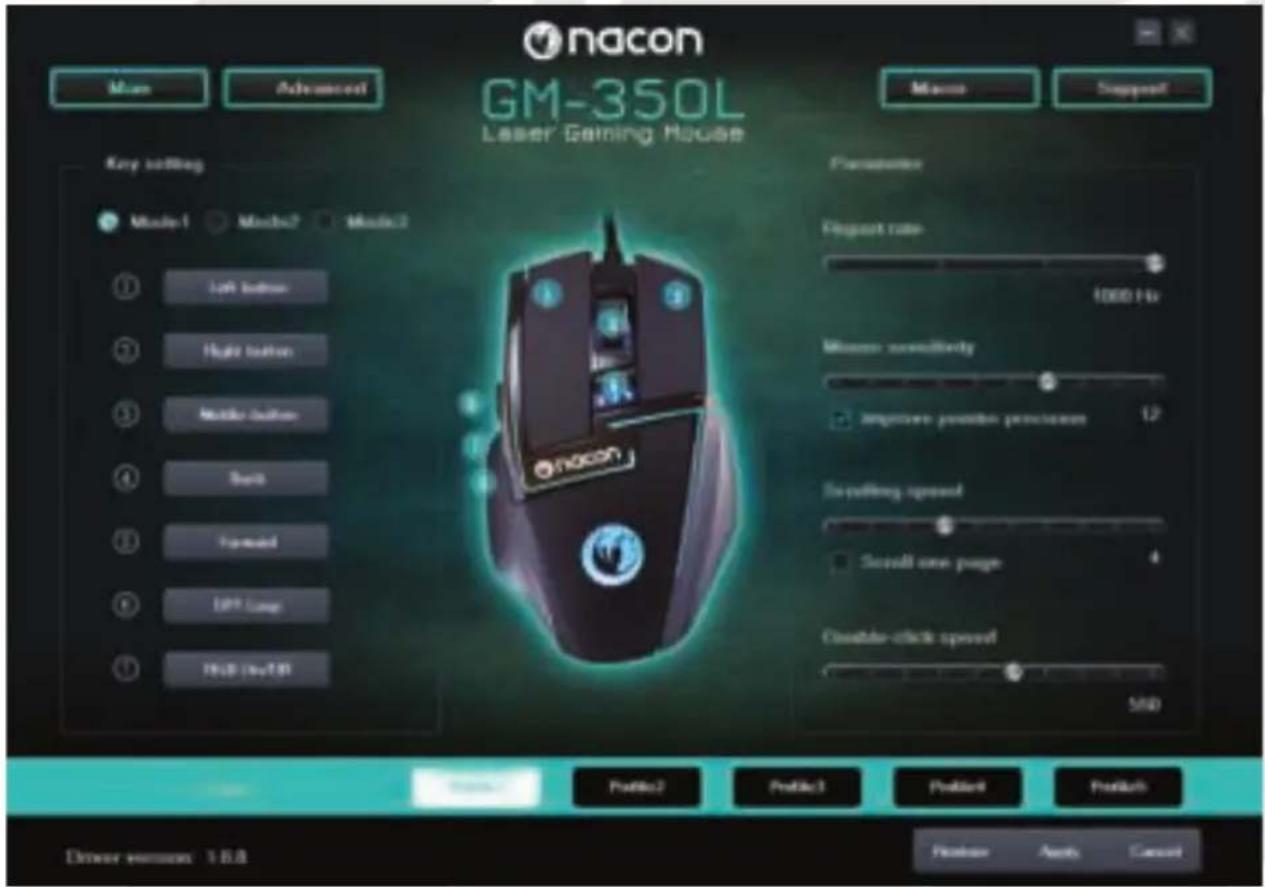 Nacon GM-350L - No fundo do ecrã podes encontrar três botões: - 1