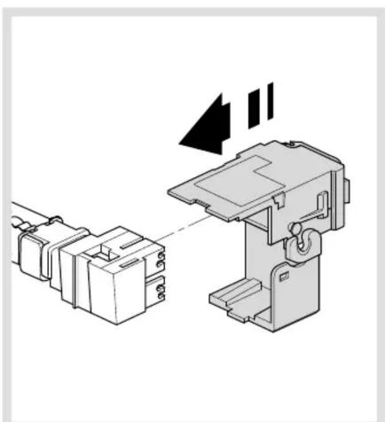Diagram of a mechanical device with connectors and a directional arrow indicating motion (no text or symbols)