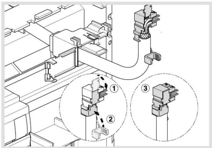 Technical diagram showing mechanical assembly with numbered components and directional arrows indicating motion or movement.