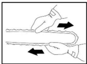 Illustration of two hands performing a physical maneuver with arrows indicating direction (no text or symbols)