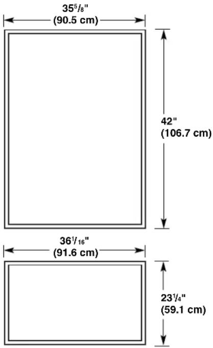 35⁵/₈" (90.5 cm) 42" (106.7 cm) 36¹/₁₆" (91.6 cm) 23¹/₄" (59.1 cm)