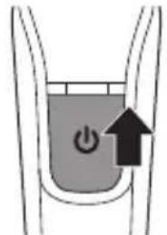 Diagram showing a power button inside a container with an upward arrow indicating direction
