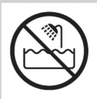 Prohibition sign indicating no shower in a shower pool, enclosed in a circle