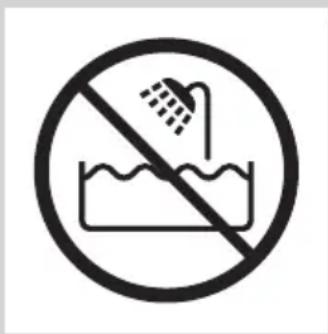 Prohibition sign showing a shower above water with no text or symbols