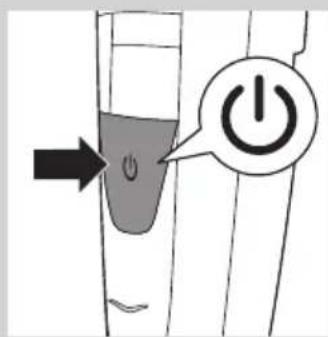 Diagram showing a power switch inside a device with an arrow pointing to it, and a power button icon labeled 'Power'.