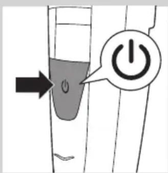 Diagram showing a button labeled 'Power' with an arrow pointing to it, indicating action or operation.