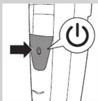 Diagram showing a power switch inside a device with an arrow pointing to it, and a circular icon labeled 'Power' pointing to it.