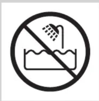 Prohibition sign showing a shower above a water tank, indicating no showering or disinfection.