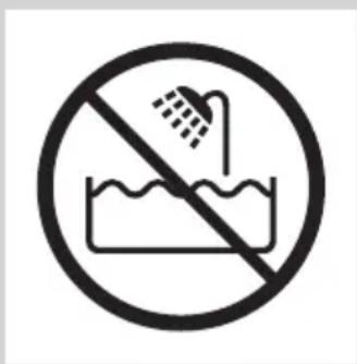 Prohibition sign showing a shower above a pool with no text or symbols
