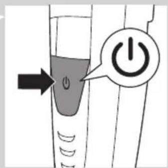 Diagram showing a power switch with an arrow pointing to the internal component, labeled with a 'Power' icon.