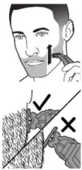 Medical illustration showing a person applying a toothbrush to another person's mouth, with checkmark and cross symbols indicating correct and incorrect eye movements.