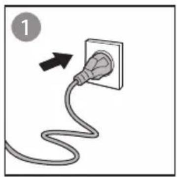 Illustration of an electric plug with a wire, showing an arrow pointing to its socket (no text or symbols present)