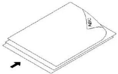 Stacked paper sheets with a curved corner labeled ABC, no text or symbols present