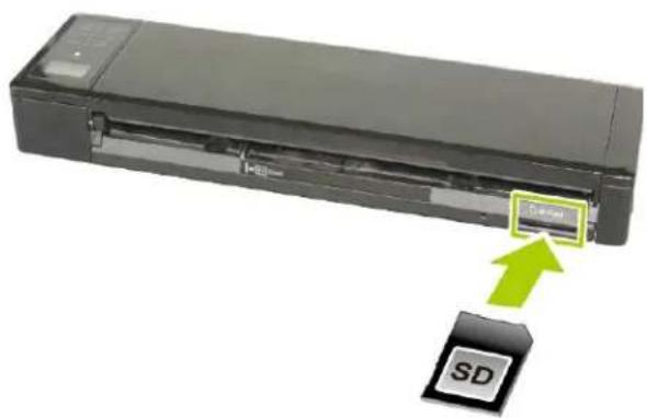 Diagram showing a device with a green arrow pointing to a labeled component 'SD' and a green label 'Dinser'.