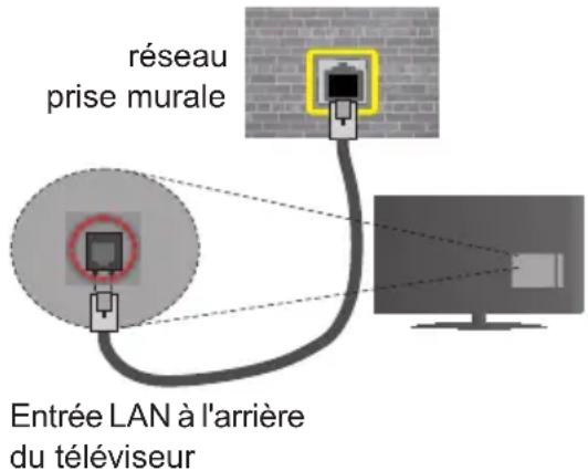 réseau prise murale Entrée LAN à l'arrière du téléviseur