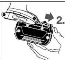 Illustration of hands holding a mechanical component with a numbered arrow indicating step 2 (no text or symbols present)
