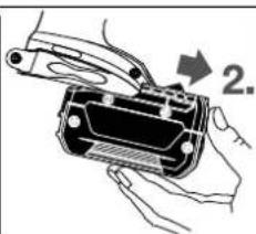 Illustration of hands holding a mechanical component with a numbered arrow indicating step 2 (no text or symbols present)