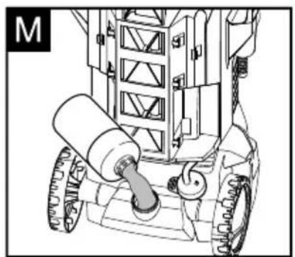 Technical line drawing of a mechanical device with gears and a pump (no text or symbols)
