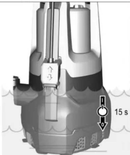 Cross-sectional diagram of a submarine with water flow indicators and 15 seconds speed limit (no text or symbols on the diagram itself)