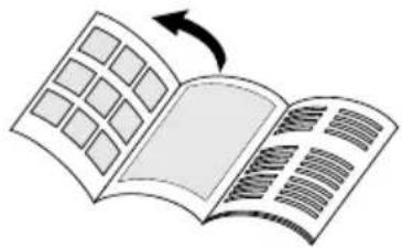 Illustration of an open book with a curved arrow indicating rotation (no text or symbols)