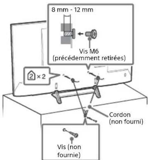 8 mm - 12 mm Vis M6 (précédemment retirées) 2 × 2 Cordon (non fourni) Vis (non fournie)
