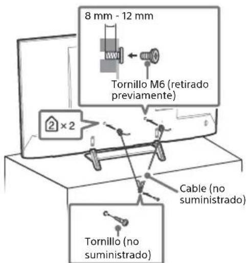 8 mm - 12 mm Tornillo M6 (retirado previamente) 2 x 2 Cable (no suministrado) Tornillo (no suministrado)