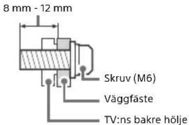 8 mm - 12 mm Skruv (M6) Väggfäste TV:ns bakre hölje