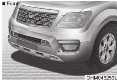 Front view of a silver SUV (no visible text or symbols on the car body)
