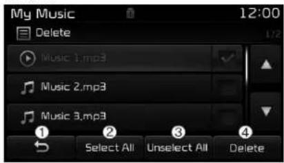 My Music Delete Music 1.mp3 Music 2.mp3 Music 3.mp3 ① Select All Unselect All Delete