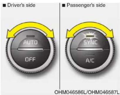 Driver's side AUTO OFF Pansenger's side SYNC A/C OHM046586L/OHM046587L
