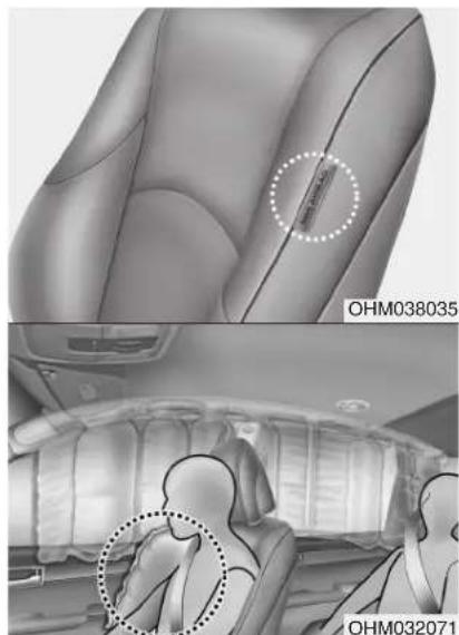 Interior view of a car showing backrest and seat area with highlighted zones (no text or symbols)