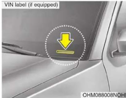 VIN label (if equipped) OHM088008NOHF
