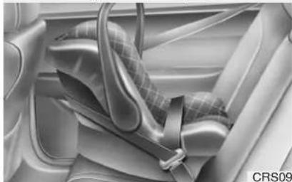 Interior view of a car seatbelt with visible straps and patterned covers (no text or symbols)