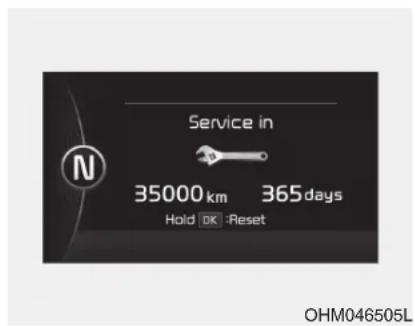 Service in 35000 km 365 days Hold OK Reset OHM046505L