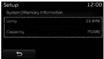 Setup 12:00 System>Memory Information Using 23.8MB Capacity 750MB