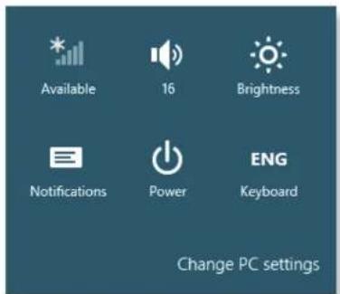 Available 16 Brightness Notifications Power ENG Keyboard Change PC settings